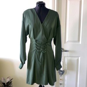 Long sleeve drape wrap dress